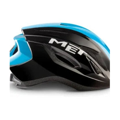 Met Strale CE Road Cycling Helmet (Black Cyan Panel/Glossy)