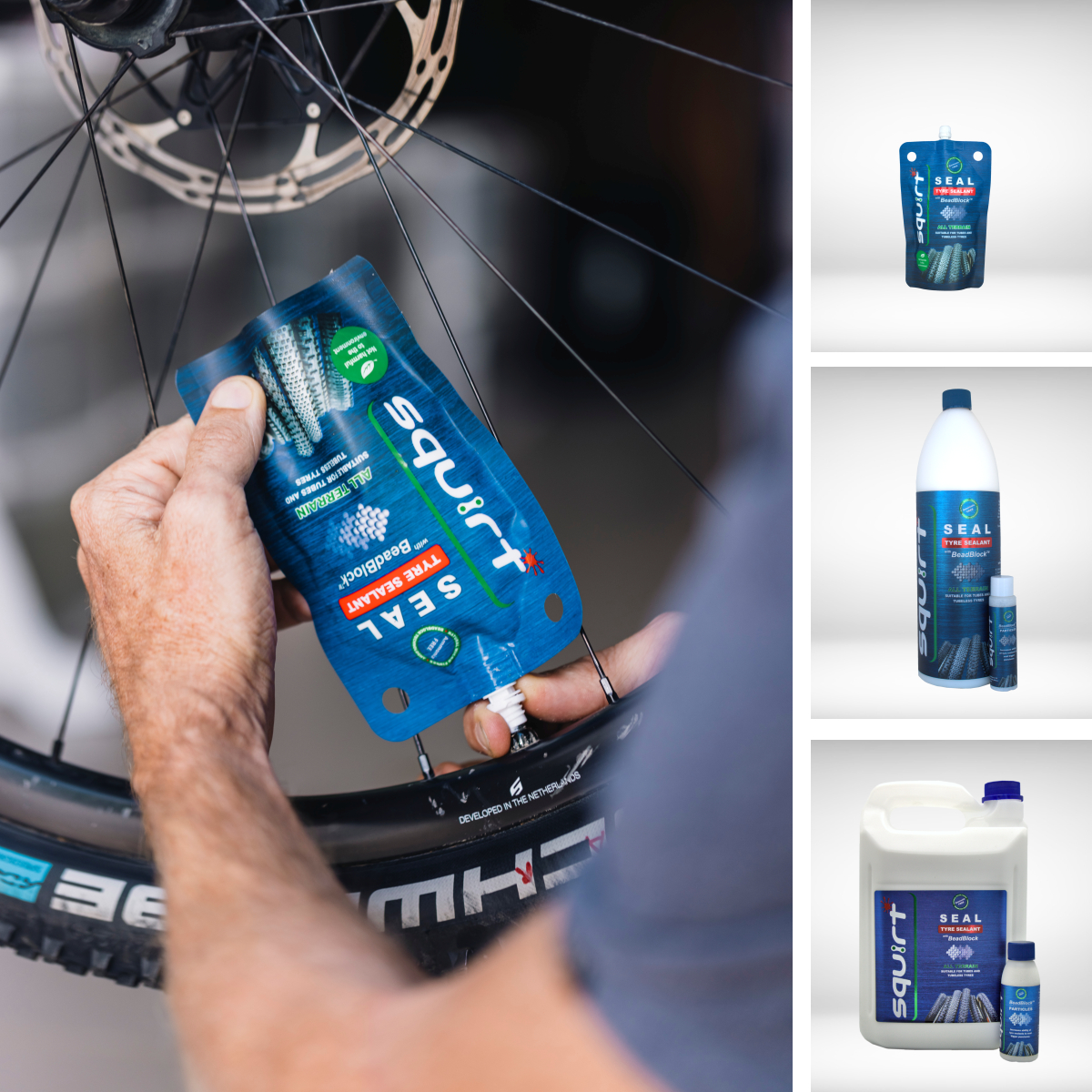 Squirt SEAL Tyre Sealant with beadblock pouch