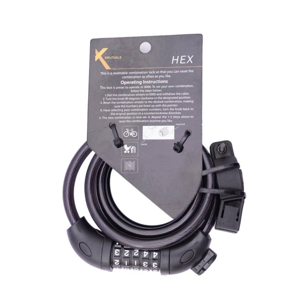 Krutials Hex (5 Digit Combination Lock) - Cable Lock