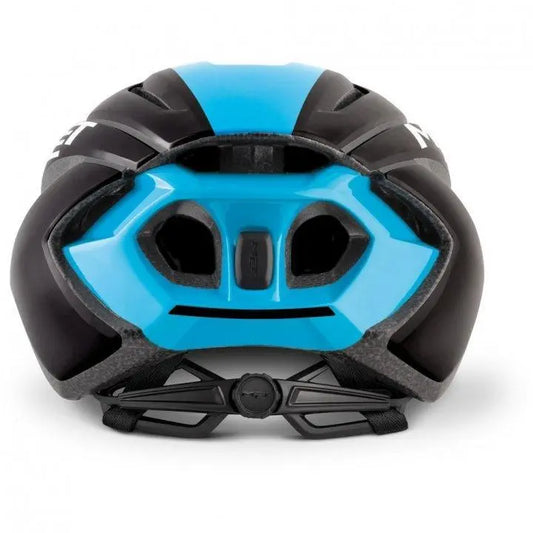 Met Strale CE Road Cycling Helmet (Black Cyan Panel/Glossy)