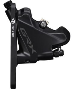 SHIMANO HYDRAULIC DISC BRAKE, BR-RX400, GRX, FRONT, FLAT MOUNT, W/BRACKET FOR 140/160MM ROTOR(ASSEMBLED FOR 160),W/L03A RESIN PAD(W/FIN),IND.PACK