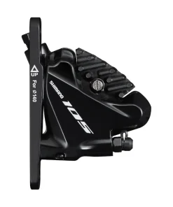 SHIMANO HYDRAULIC DISC BRAKE, BR-R7070, 105, FRONT, FLAT MOUNT, W/BRACKET FOR 140/160MM ROTOR(ASSEMBLED FOR 140),W/L03A RESIN PAD(W/FIN),SILVER, IND.PACK